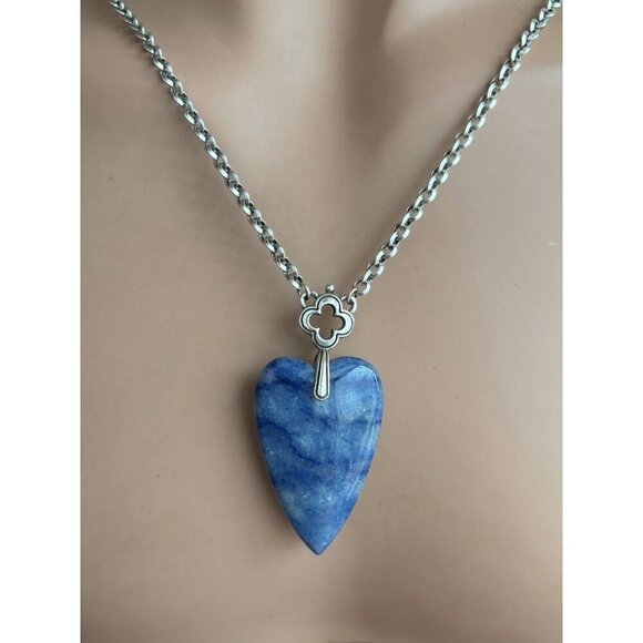 Brighton Silver Plated TOLEDO WITH LOVE Blue Quartz Heart Pendant Necklace - Picture 2 of 6